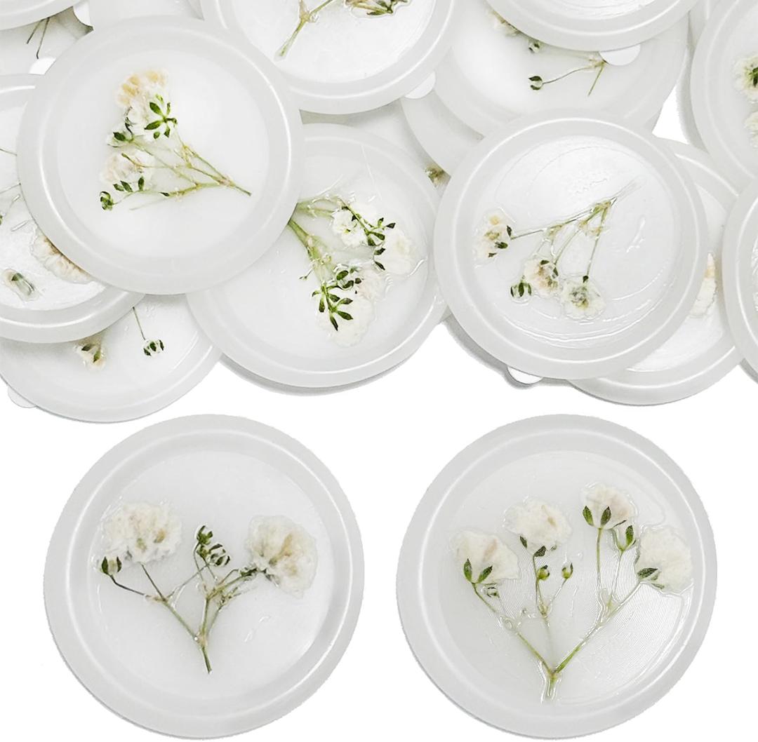 Adhesive Wax Seal Stickers Handmade White Dry Floral Envelope Seals Self Wax Stickers for Wedding Party Invitations, Envelope, Gift Wrap, Christmas 