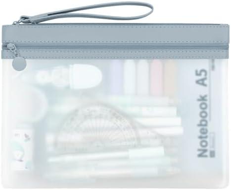 Clear Pencil Pouch, A5 Pencil Case Pouch with Zipper, Lagre Pencil Case with Double Pockets, Durable and Waterproof, Pencil Pouch for Office School Supplies Makeup Travel Accessories, 1 Pack (Blue)