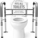 Toilet Safety Rails for Seniors 350lb, Adjustable Height & Width Toilet Bars for Elderly | Foldable Non-Slip Handicapped Toilet Safety Frame, Reinforced 2 C-Clamp Stability  Fits Most Toilets