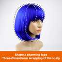 Blue Bob Wig With Bangs 12 Inch Royal Blue Wig Short Synthetic Fiber Bob Wigs for Women Short Bob Wigs and Halloween Cosplay Wig for Daily Life Colorful Wigs With One Cap (Blue)