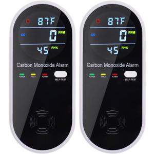 3-in-1 Carbon Monoxide Detectors Plug in Wall, Portable Carbon Monoxide Detector for Travel, CO Gas Meter Temperature Humidity Sensor Built-in with LCD Display Voice Light Warning