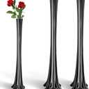 Roshtia 2 Pcs Eiffel Tower Vase Bulk 16 Inch Flute Vases Tall Glass Long Skinny Base Glass for Wedding Centerpiece Flowers Home Table Decorations Formal Dinners (Black)