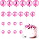 ASTARON 20 Pcs Disco Ball Cake Topper Decorations Sticks Pink Cake Balls Picks Toppers for Birthday Anniversary Disco Retired Theme Party Decorations