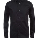 Calvin Klein Boys' Long Sleeve Sateen Dress Shirt, Button-Down Style with Cuffs & Shirttail Hem