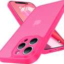 Shockproof for iPhone 15 Pro Max Case, [Camera Protection] [Military-Grade Drop Protection] Protective Anti-Yellow Slim Translucent Skin-Friendly for iPhone 15 Pro Max Phone Case, Hot Pink
