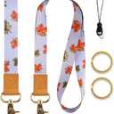 Cute Lanyard Keychain Set for ID Badges, Keys, Wallet - Ultra Soft, Durable Polyester (Maple Leaf)