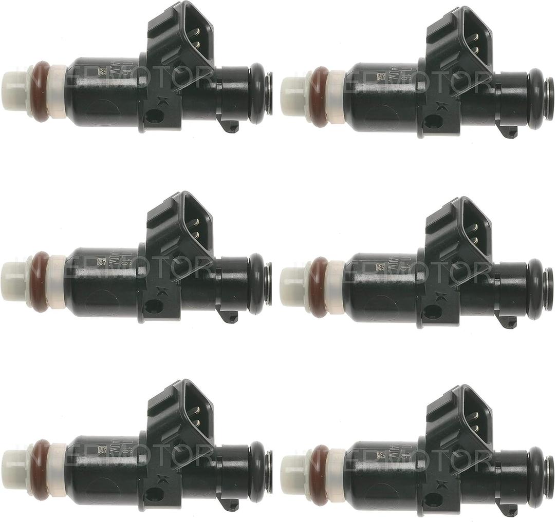A-Premium 8 Holes Set of 6 Fuel Injectors Compatible with Honda Accord 2003-2007, Pilot 2005-2011, Odyssey 2005-2017, Ridgeline 2006-2014 & Acura MDX TL, V6 3.0L 3.5L, Replace# 16450-RCA-A01