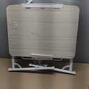 FoldWise Upgraded Folding TV Tray Table - Extra Large & Sturdy Laptop Table for Couch, Height & Angle Adjustable Desk for Dinner, Work & TV - Includes Footrest, Cup Holder, iPad Holder & Edge Stopper ((White) - Bright Wood)