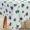 MATIRUG St Patricks Day Tablecloth for Rectangle Tables 52x70 Inch,Washable Shamrock Table Cloth,Green and White Spring Waterproof Tablecloths for Party Celebration Kitchen Dinner Outdoor