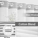 No Hook Shower Curtain and Liner Set,Dark Gray Boho Striped Shower Curtain for Bathroom Cotton 75" L x 60" W