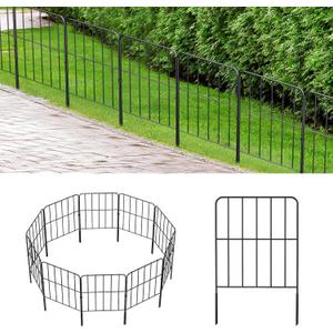 OUSHENG 24'' (H) Garden Fence 25 Panels, Total 27ft (L) Rustproof Metal Wire Fencing Border Animal Barrier, Flower Edging for Landscape Patio Yard Outdoor Decor, Square