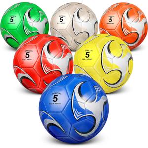 Deekin 6 Pcs Operation Christmas Deflated Soccer Ball with Pump Official Outside Sport Soccer Machine Stitched Ball for Indoor Sport Training Practice Birthday Gift for Child Adult (Size 5)