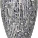 Deco 79 Mother of Pearl Shell Handmade Decorative Vase Mosaic Inspired Centerpiece Vase, Flower Vase for Home Decoration 8" x 8" x 15", Gray