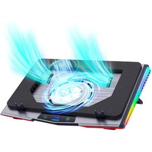 LIANGSTAR Gaming Laptop Cooling Pad, RGB Laptop Cooler with 3 Powerful Turbofans, 5 Height Adjustable Laptop Cooling Stand, 5 Fan Speed Touch Control, Seal Memory Foam for Cooling 12-19.3 inch Laptop