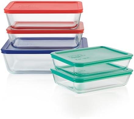 Pyrex Simply Store (3 Pack) Large Glass Food Storage Containers Set, Meal Prep Containers With Plastic BPA-Free Lids, Dishwasher & Microwave Safe