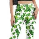 St Patricks Day Bell Bottoms Leggings for Womens, High Waisted Printed Flare Legging Plus Size Bell Bottoms Green Pants (M)