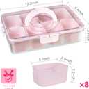 Patent Design Ribbed Snackle Box Container Divided Serving Tray with Lid and Handle -Charcuterie Container Portable Storage Organizer for Candy, Fruit, Beach, Picnics1 pcs, Pink