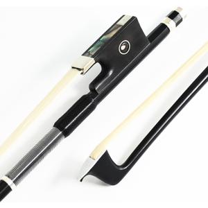 Carbon Fiber Violin Bow Half 1/2 Size VINGOBOW 100V Advanced Level 62cm Parisian Eyes Ebony Frog Real Mongolian White Horse Hair Warm Clear Tone Straight Smooth Screw Great Flexibility