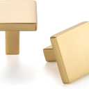 10 Pack 1-1/8 Inch, Square Brushed Gold Cabinet Knobs Gold Drawer Knobs Gold Cabinet Pulls, ZK2401 Solid Kitchen Hardware for Cabinets Drawers Bedroom Dresser Bathroom Vanity Cupboard