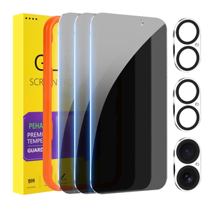 PEHAEL 2+2 Pack for iPhone 15 Pro Max Privacy Screen Protector with Camera Lens Protector Full Coverage AntiSpy Tempered Glass Film 9H Hardness Easy Installation Bubble Free [6.7 inch]