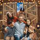 Western Rodeo Party Backdrop Wild West Cowboy Rustic Wooden Barn Door Horse Background Western Themed Boy Girl Birthday Photo Shoot Props (Brown, 2.4x1.8m)