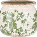 Vintage Planter Large Ceramic Plants Pot Beige Green Vintage Floral Ice Crack Cottage Scroll Vase Flower Vase Pot Indoor Plants Home Kitchen Decor Farmhouse Antique Decorative Gifts