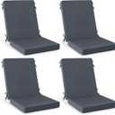 Summsun 4 Pack High Back Outdoor Chair Cushions, Water Resistant Patio Seat Cushion Set with Ties, Removable Covers, Non-Slip Bottom for Garden Lawn Patio Furniture, 44 x 20 Inch, Dark Grey