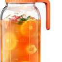 Glass Pitcher with Airtight Lid and Spout, 64oz Glass Mason Jar | Wide Mouth | Leakproof | Water Jug for Juice, Sun Iced Tea, Cold Brew Coffee, Milk Storage, Orange