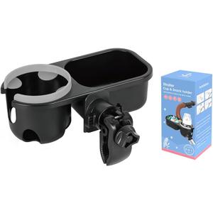 Universal Snack Tray for Stroller with Stroller Cup Holder, Universal Stroller Snack Tray with Cup Holder, Stroller Tray Attachment and Stroller Accessories (Grey)