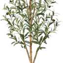Artificial Olive Tree 4ft, Lush Faux Olive Tree for Indoor with Natural Wood Trunk and Lifelike Fruits, Silk Tall Fake Olive Tree for Home Decor Office Living Room, 1Pcs
