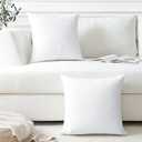 OTOSTAR Linen Throw Pillow Covers Set of 2 Decorative Square Pillowcases Cushion Covers 20x20 Inch for Home Decor Sofa Bedroom Car 50 x 50 CM Pure White