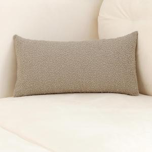 Jeneoo Light Grey Decorative Long Lumbar Thick Throw Pillow Covers Fine Textured Boucle Couch Cushion Cases for Sofa Bedroom Decor, Set of 1, 14 x 36 Inch