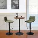 Finnhomy Bar Stools Set of 2 Counter Height, Swivel Barstools with Footrest and L Shape Back, Height Adjustable Modern Bar stools for Kitchen, Vintage Leather, Retro Green, One Size