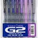 Pilot G2 Premium Gel Roller Pens, Fine Point Gel Pens, Boost Purple Pack, The Colors of Creativity, 7_Pack Pouch, 0.7 mm, Assorted - Ideal for School, Journaling, & Office Writing