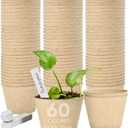 4 Peat Pots with 60Pcs Plant Labels, Biodegradable Pots for Seedlings with Drainage Holes, Garden Plant Nursery Pots Seed Starting Trays