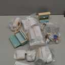 Giant bean 36pcs Wooden Dollhouse Furniture Set 5 Rooms 4 Family Dolls, Wood and Plastic Blue Dollhouse Accessories, Pretend Play Furniture Toys Christmas Birthday Gift for Boys Girls Kids Toddlers 3+