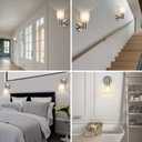 Wall Sconces Set of 2, Brushed Nickel Vanity Lights for Bathroom, Modern Wall Light Fixtures with Rotary Switch, Wall Mount Light with Frosted Glass, Farmhouse Wall Lamp for Bedroom Living Room