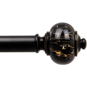KAMANINA Black Curtain Rod 1 Inch Single Drapery Rods 72 to 144 Inches (6-12 Feet), Heavy Duty Curtain Rods for Windows 66 to 144 Inch, Marbled Finials