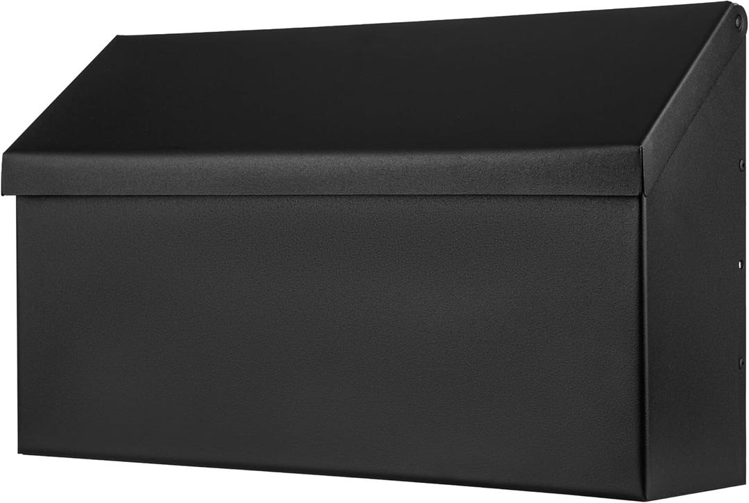 Architectural Mailboxes Harmonist Wall-Mounted Mailbox for Outside, Rust-Resistant Galvanized Steel Metal Medium Mail Box, Textured Black Modern Wall Mailbox