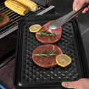 Grilling Prep and Serve Trays, BBQ Tray for Raw and Cooked Food, Melamine Marinating Serving Platter and Grill Tray for Outdoor, Parties and BBQ, Food Trays, Set of 2, Black