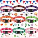 Buryeah 9 Pcs Holiday Dog Collars Easter Day Independence Day Dog Collars Adjustable Plastic Pet Buckle for Puppy(Medium)