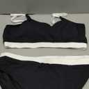 Tempt Me Women High Waisted Bikini Set Athletic Two Piece Swimsuits Sporty High Cut Bathing Suit with Scoop Neck (Large, White Black)