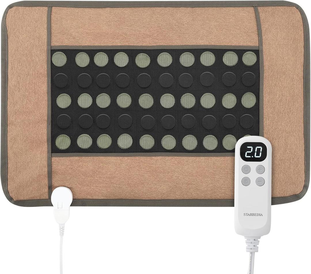 Far Infrared Heating Pads for Back Pain Relief, Natural Jade and Tourmaline Heating Pad, Electric Therapy Pads for Neck Shoulders and Period Cramps, Auto Shut Off (Brown, 32"X21")