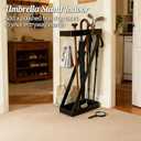 Umbrella Holder for Entryway, Black Umbrella Stand Indoor Stores Umbrellas Canes Equipped with Hooks Ideal for Home, Office , Hotel Lobby of Umbrella Storage Rack