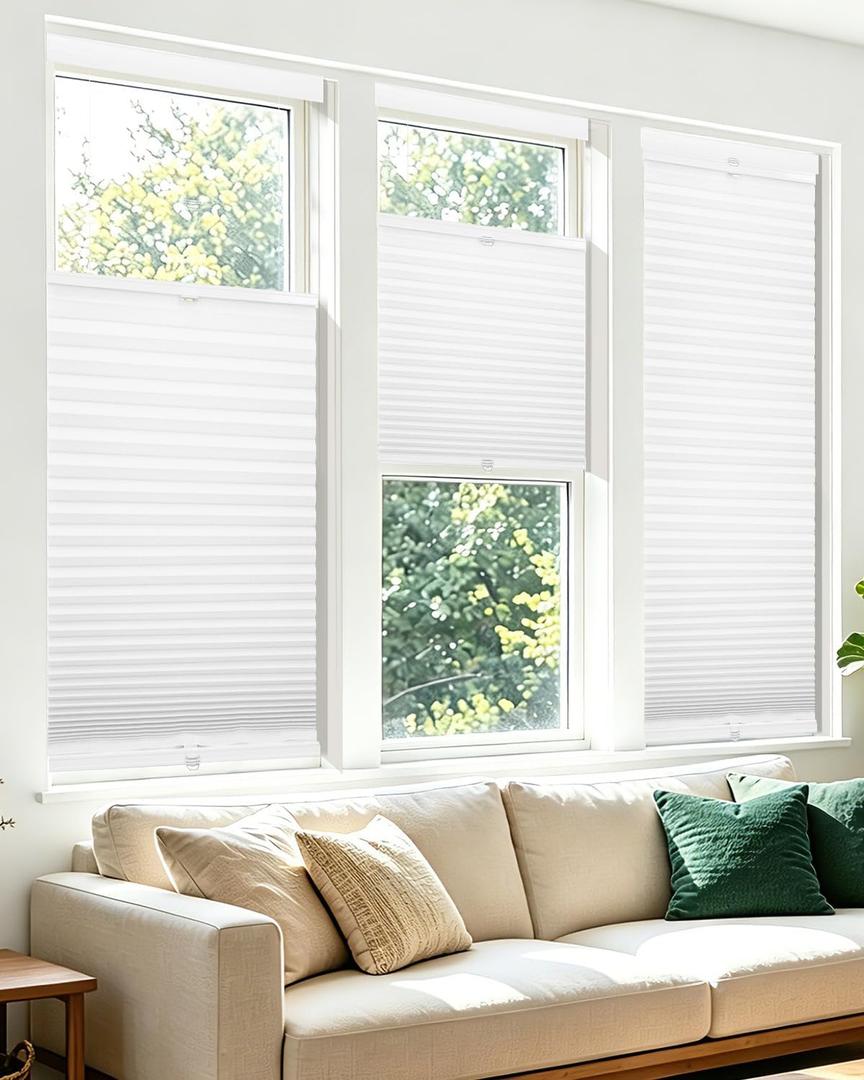 Allesin Top Down Bottom Up Cellular Shades,Blackout Blinds Noise Reduction,Cordless Cellular Shades Room Darkening Honeycomb Blinds,Blackout (White,31"x72")