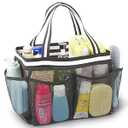 fiezkaa XL Mesh Shower Caddy Portable Shower Bag for College Dorm Camping Travel Gym(Black)
