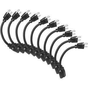 DEWENWILS 10 Pack Short Extension Cord, 1 Foot Power Cord, 16 AWG SJTW Weatherproof Extension Cable for Indoor Outdoor Use, 3 Prong Grounded Outlets Plugs, NEMA 5-15P to NEMA 5-15R, Black, UL Listed