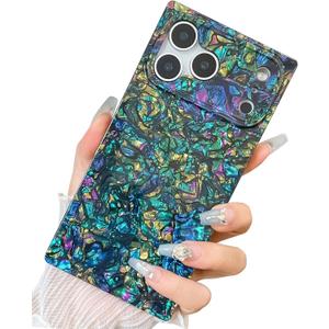 KERZZIL Elegent Pearl Pattern Compatible with iPhone Rectangle Edge Case, Slim Soft TPU Silicone Protective Bumper Cases Cover(Black Pearl,17)