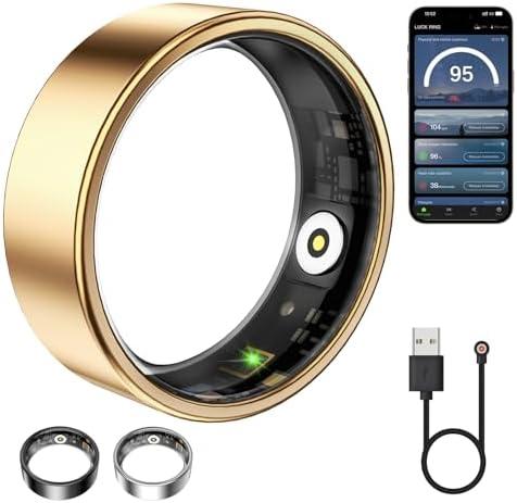 WNRTSA Smart Ring for Women & Men, Fitness Tracker with Heart Rate, Blood Oxygen, Sleep Monitoring, Long-Lasting Battery, (Rose Gold, 10)