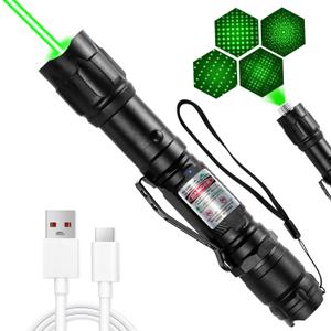 [Professional] Rechargeable Green Beam Light Flashlight Long Distance Range for TV/LED/LCD Screens Tactical Flashlights Presentation Office/Outdoors/Astronomic/Construction [002]